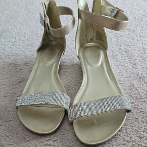 Kenneth Cole Reaction Gold Rhinestone Ankle-Strap Sandals